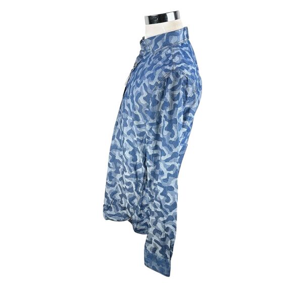 Robert Graham Romero Button Shirt Men’s Large Indigo Blue Camo Tailored Fit New - Picture 4 of 12